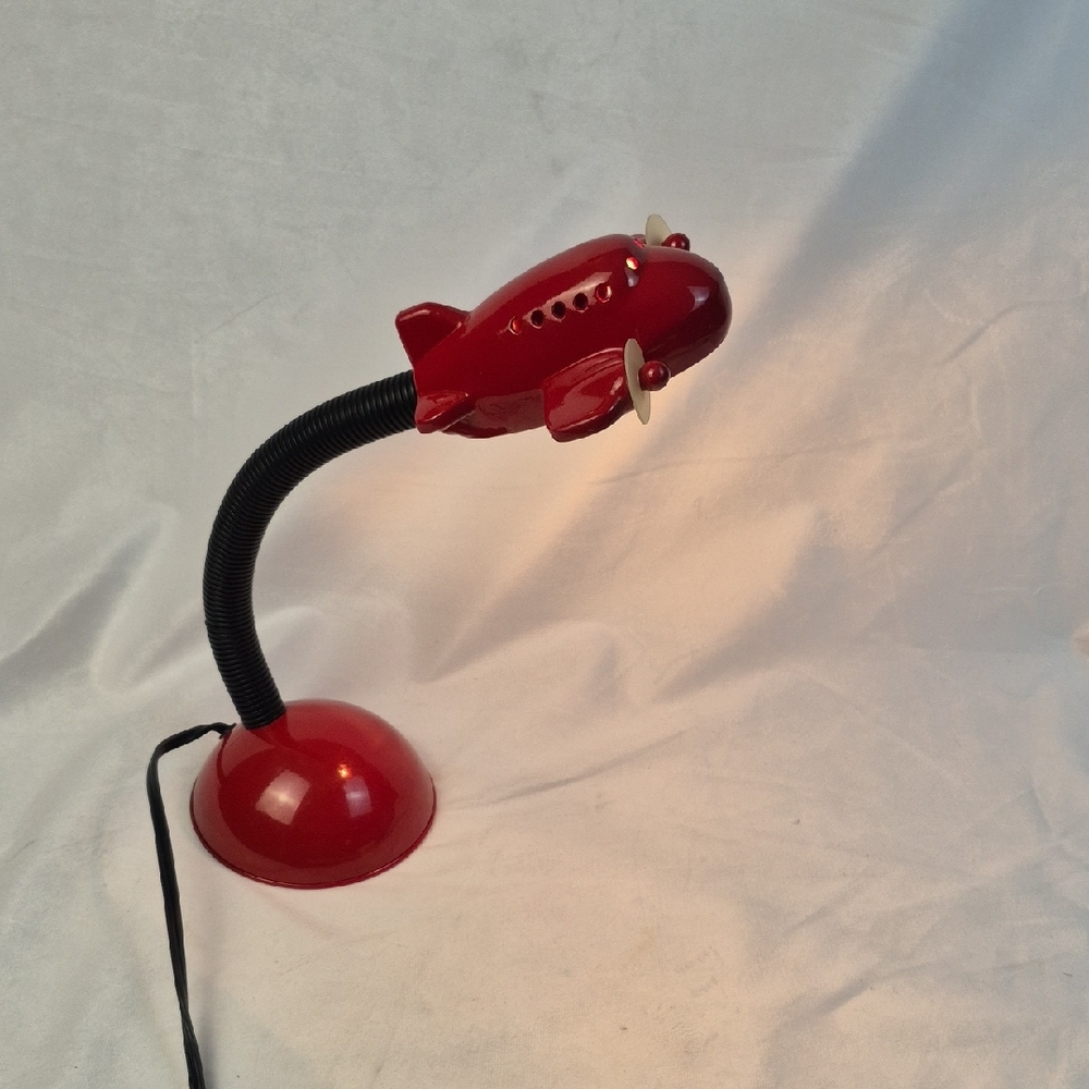Dayton Hudson 1999 Red Airplane Table Nightlight Desk Lamp with LED Bulb